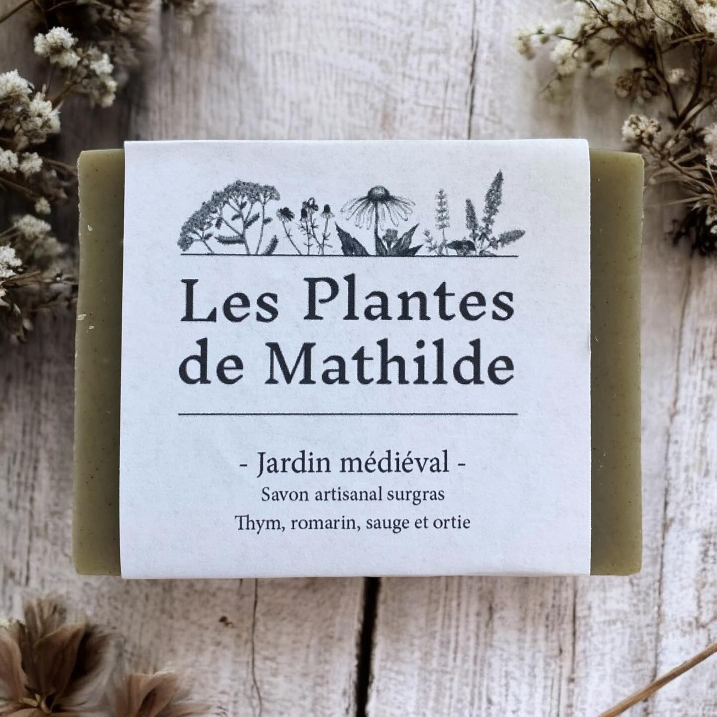 Savon artisanal thym romarin sauge et ortie "Jardin médieval"