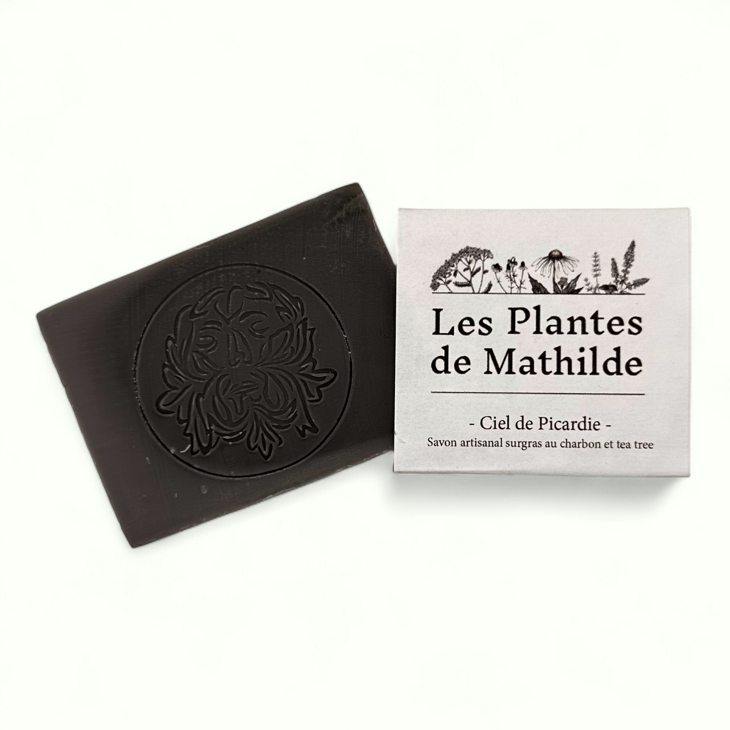 Savon artisanal au charbon et tea tree "Ciel de Picardie"